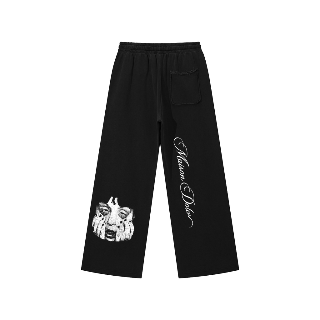 “Restless” Raw Edge Sweatpants (black)