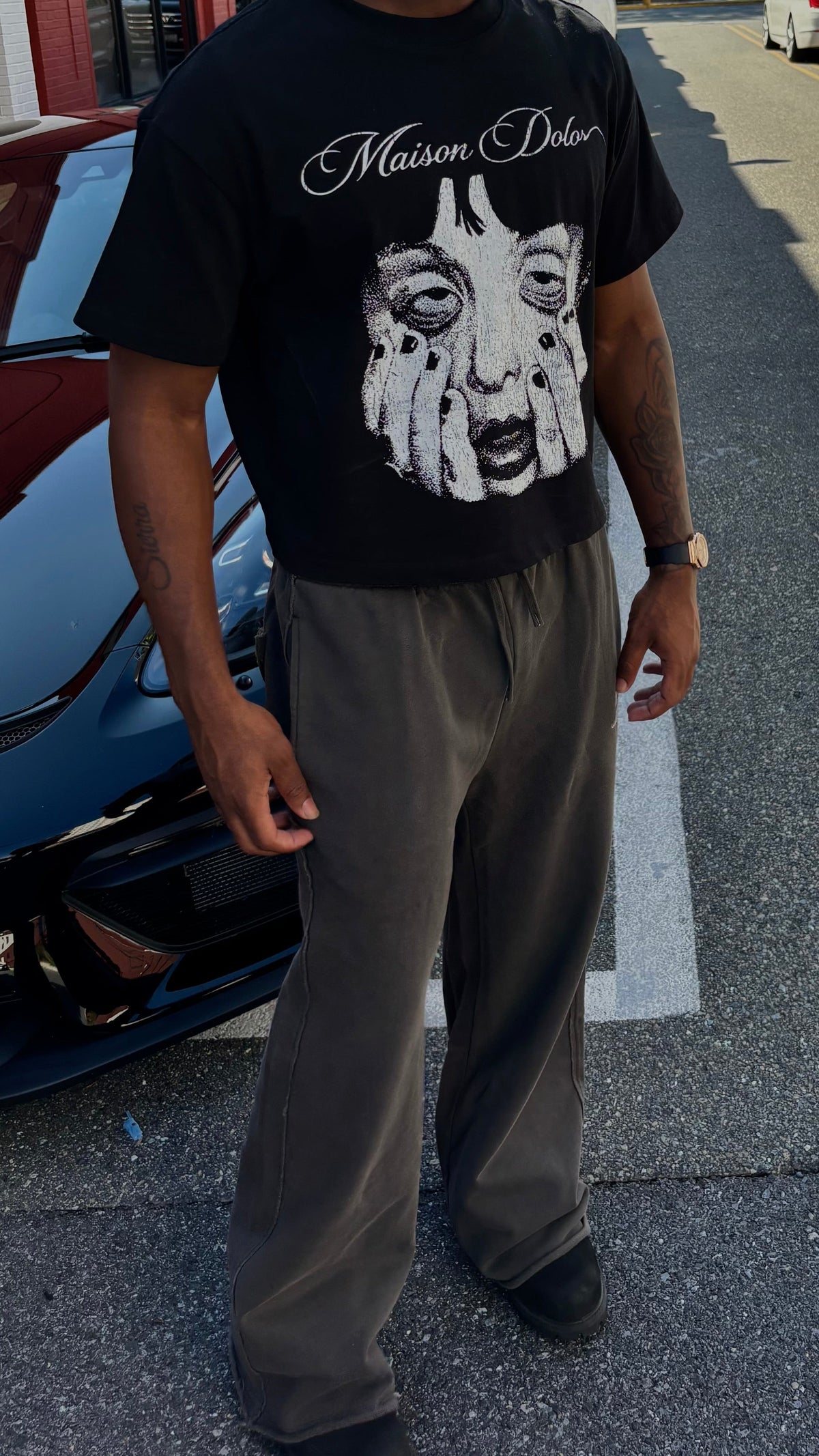 “Restless” Raw Edge Sweatpants (grey)